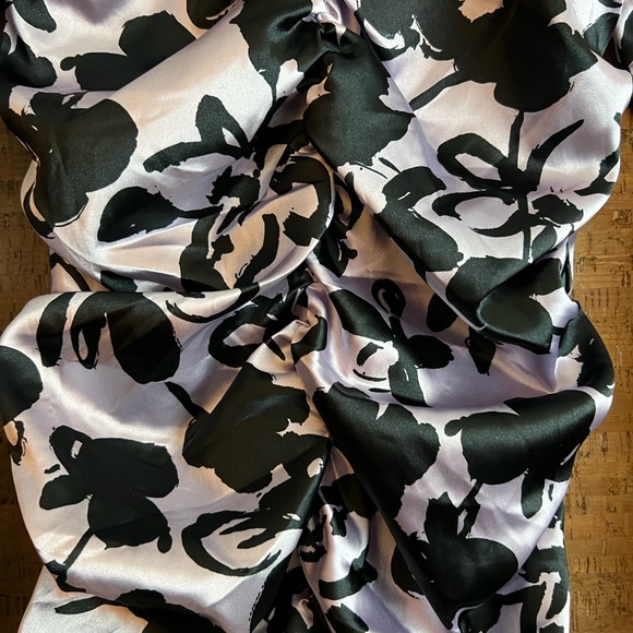 Zara Satin Lavender & Black The Dita Floral Dress - Picture 5 of 9